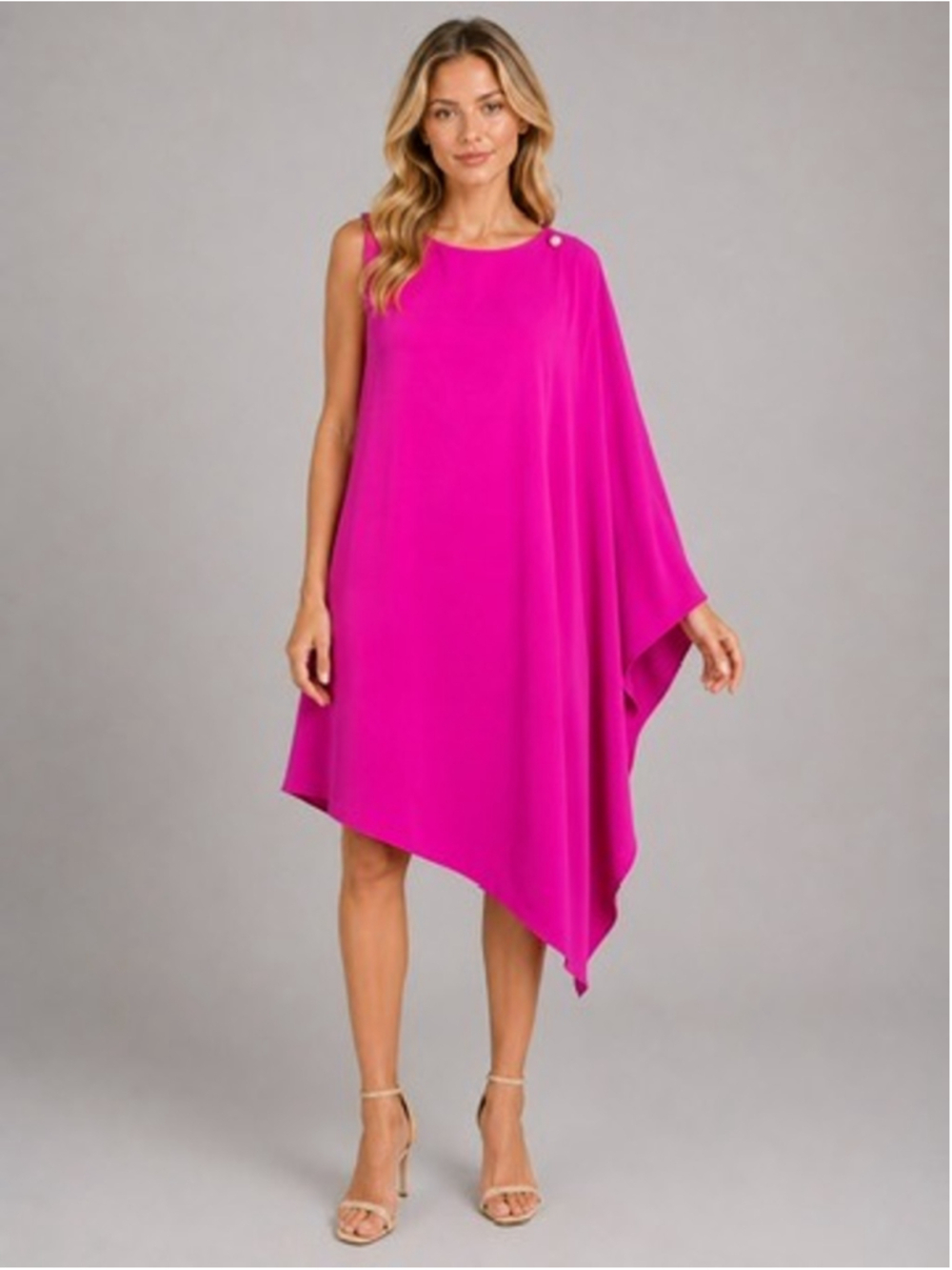 Ted Baker London Aubrey Draped Asymmetrical Cape Shift Dress Pink Size 3 L 10 12